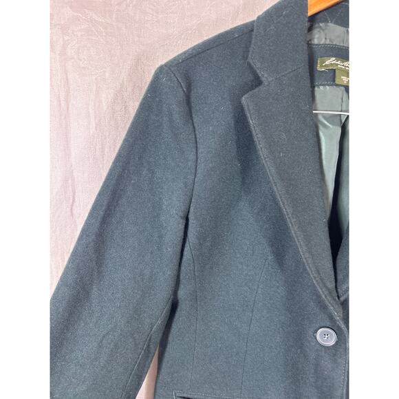 Eddie Bauer Blazer 10 Green Wool Blend Felt Classic Lined Equestrian - Picture 3 of 9